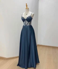 Vestido de Gala Azul Acero